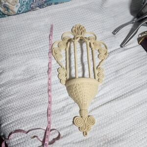 VINTAGE BURRWOOD MCM CREAM BIRDCAGE WALL HANGING POCKET PLANTER